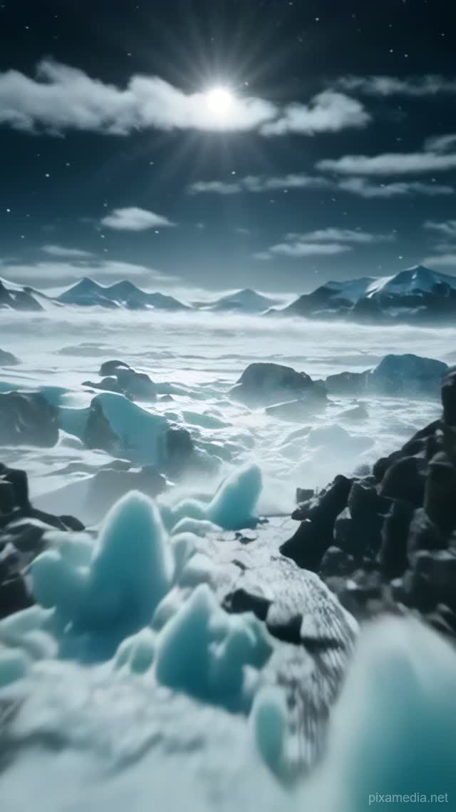 Moonlit Glacial Torrent - Fire & Water AI stock